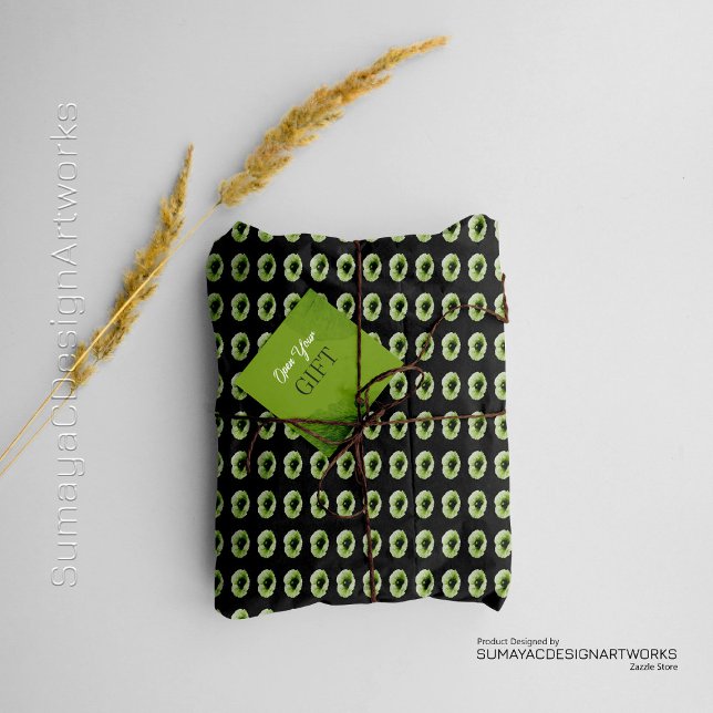 Cadeau Papier à enveloppement vert foncé minimal (Créateur téléchargé)