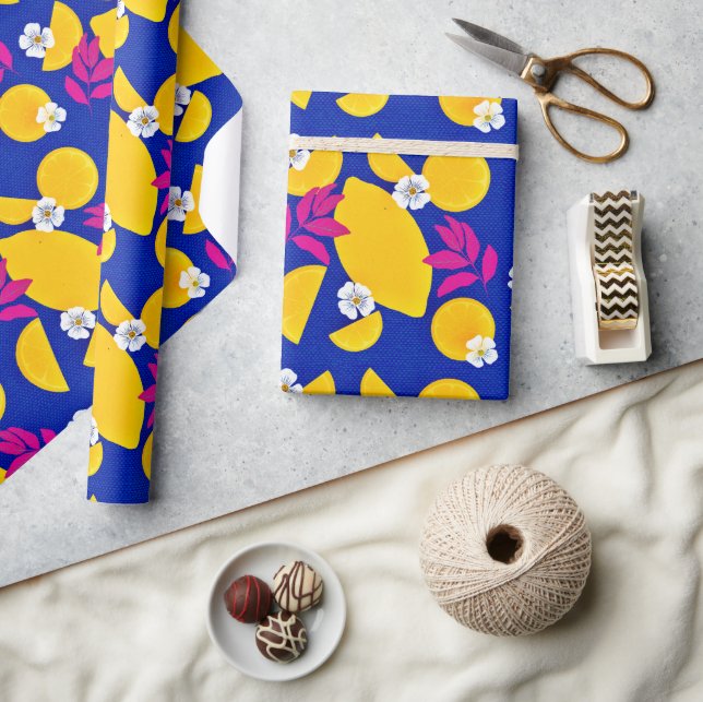 Cadeau Papier à envelopper avec des citrons Zesty et des  (Artisanat)