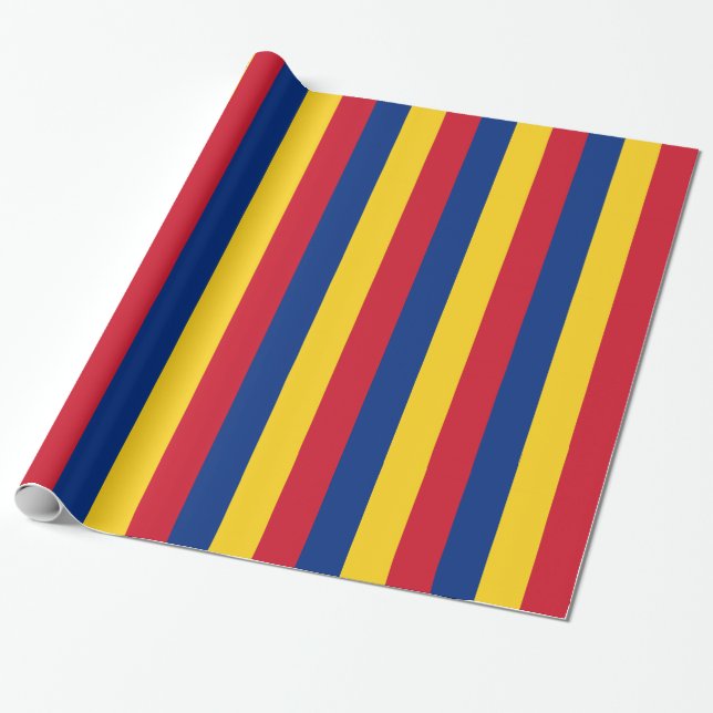 Cadeau Papier à envelopper avec Drapeau de Roumanie (Déroulé)