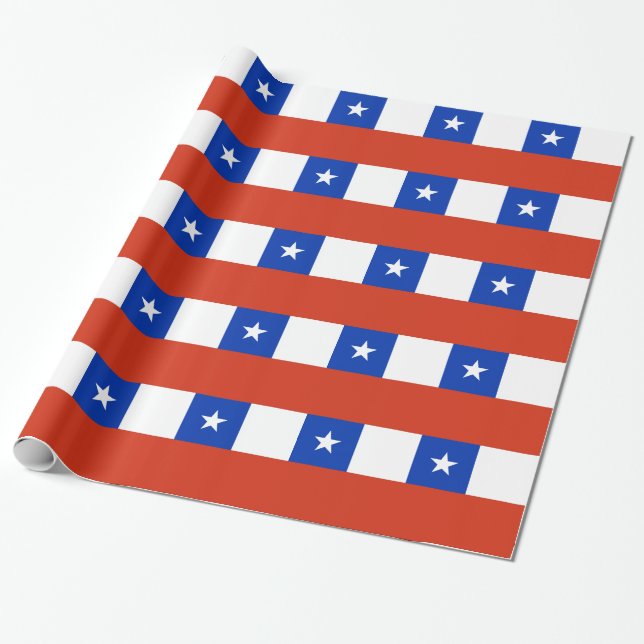 Cadeau Papier à envelopper avec Drapeau du Chili (Déroulé)