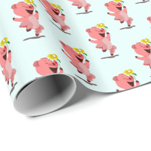 Cadeau Papier à envelopper avec un cochon heureux