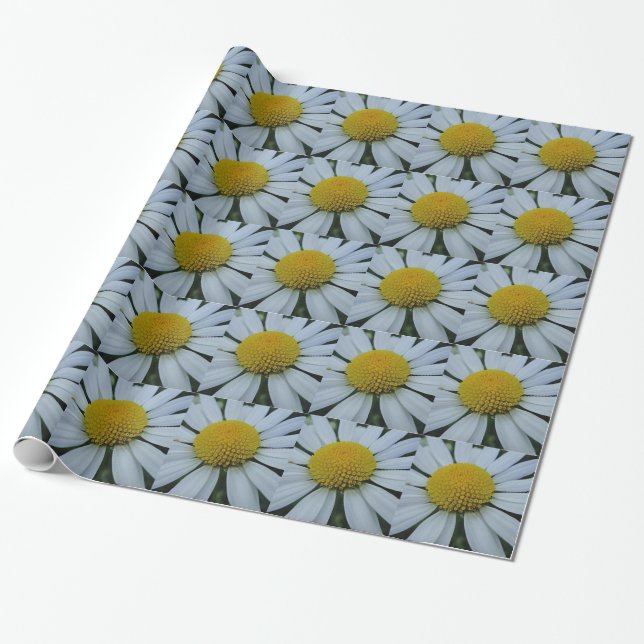 Cadeau Papier à envelopper blanc Chrysanthème (Déroulé)
