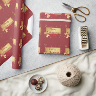 Cadeau Papier à envelopper - Bourgogne d'or - Joyeux Noël