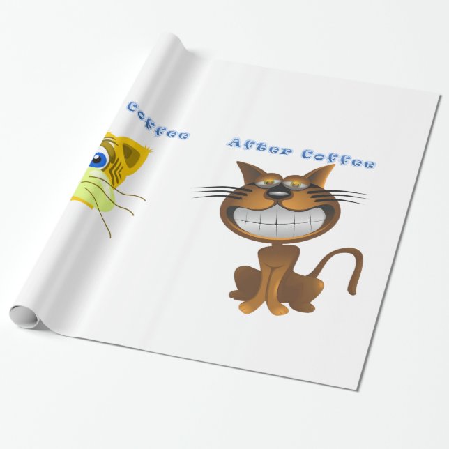 Cadeau Papier à envelopper brillant, avant après le chat  (Déroulé)
