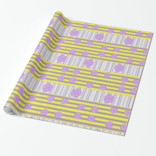Cadeau Papier à envelopper brillant, bande violet jaune
