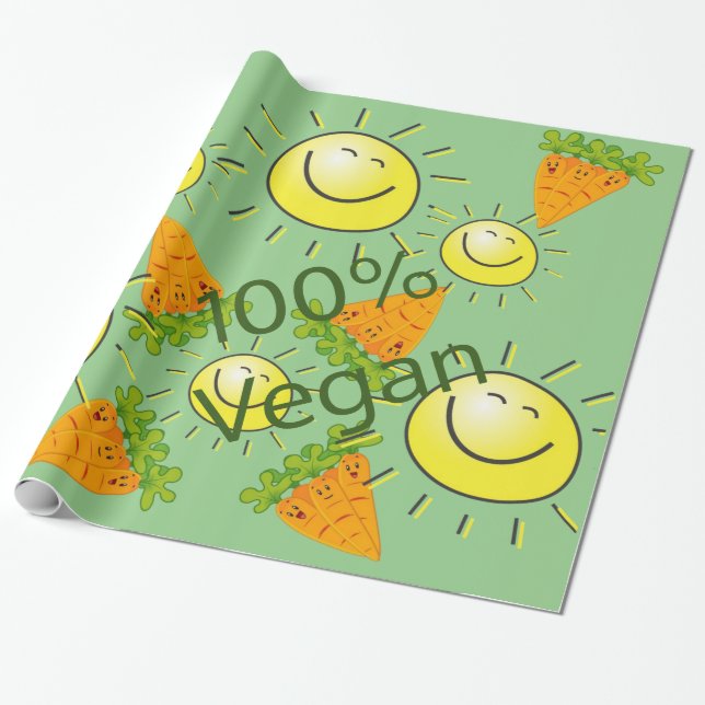 Cadeau Papier à envelopper brillant, Carottes Sun 100% Ve (Déroulé)