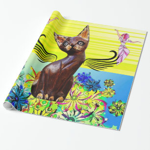 Cadeau Papier à envelopper brillant, Chat à chat Fée Flor