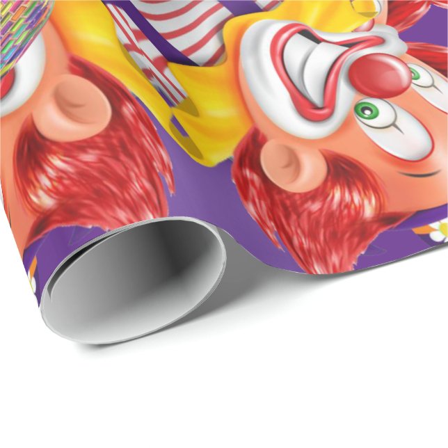 Cadeau Papier à envelopper brillant Clown violet (Coin rond)