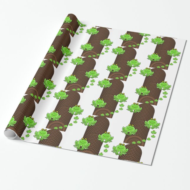 Cadeau Papier à envelopper brillant, corde de grenouilles (Déroulé)