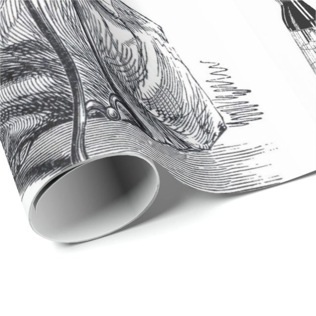 Cadeau Papier à envelopper brillant Couture Vintage (Coin rond)