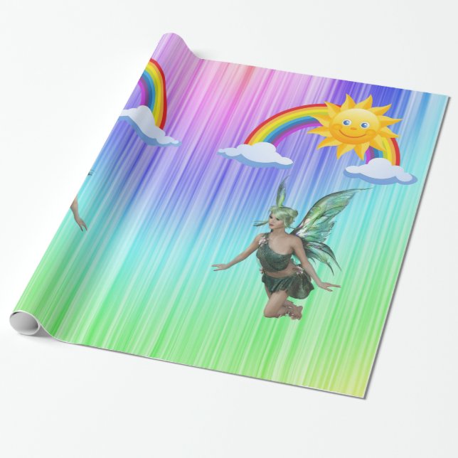 Cadeau Papier à envelopper brillant Fairy Rainbow (Déroulé)