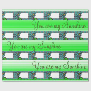 Cadeau Papier à envelopper brillant Fleur vert Bande
