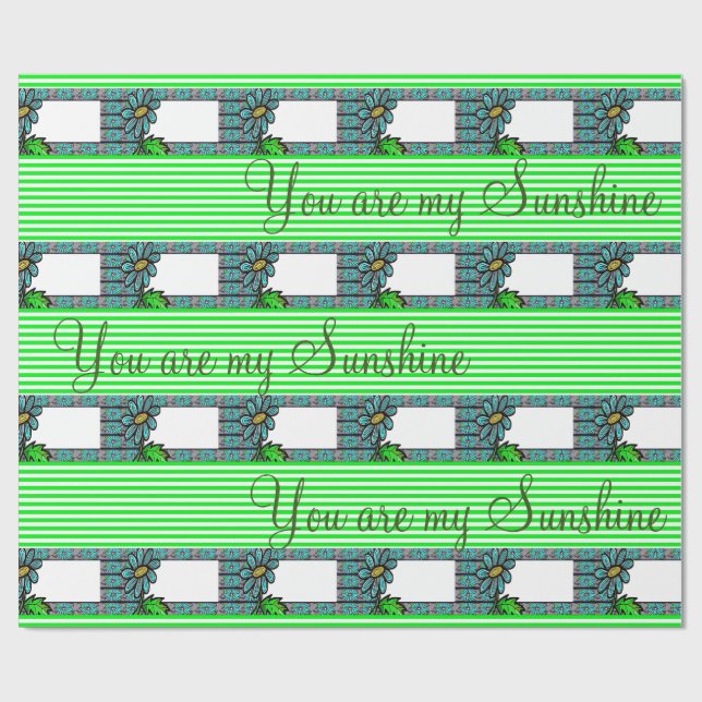 Cadeau Papier à envelopper brillant Fleur vert Bande (Plat)