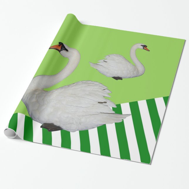 Cadeau Papier à envelopper brillant, Grille vert cygne (Déroulé)