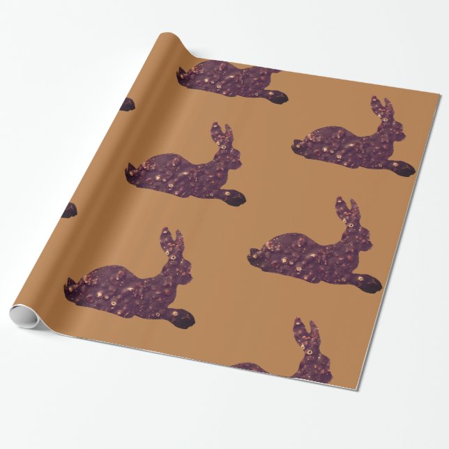 Cadeau Papier à envelopper brillant, lapin au chocolat (Déroulé)