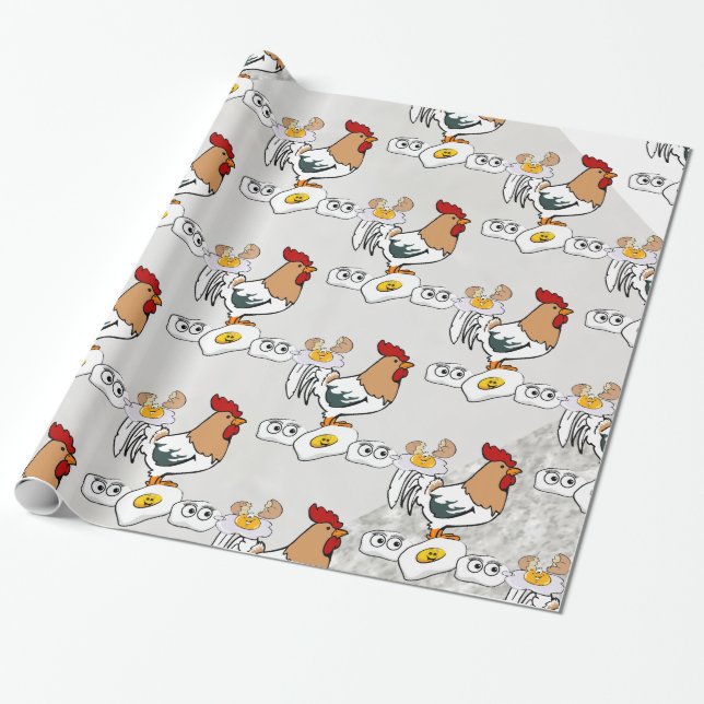 Cadeau Papier à envelopper brillant, Oeufs de poulet gris (Déroulé)