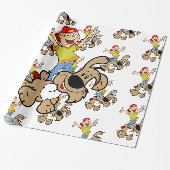Cadeau Papier à envelopper brillant, os de chien (Déroulé)