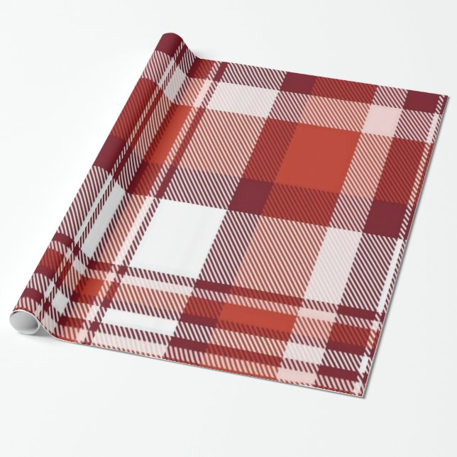 Cadeau Papier à envelopper brillant Rouge Plaid (Déroulé)