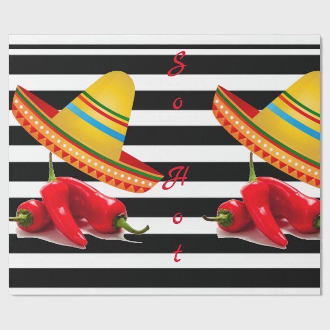 Cadeau Papier à envelopper brillant si chaud mexicain (Plat)