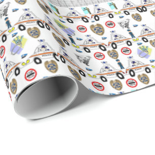 Cadeau Papier à envelopper brillant Voitures de police