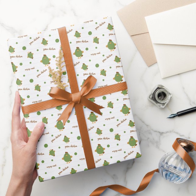Cadeau Papier à envelopper Champion de poule de Fil vert  (Créateur téléchargé)