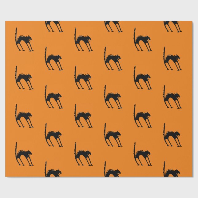 Cadeau Papier à envelopper CHAT SCAREDY NOIR AVEC ORANGE (Plat)