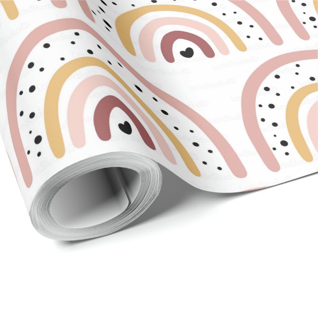 Cadeau Papier à envelopper - Coeurs arc-en-ciel + Pola Do (Coin rond)