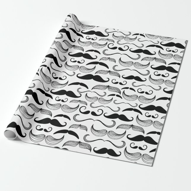 Cadeau Papier à envelopper Dapper Mustaches (Déroulé)