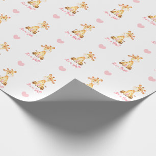 Cadeau Papier à envelopper de Girafe rose (C'est une fil