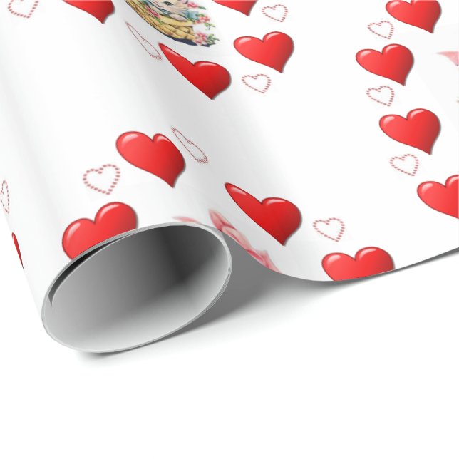 Cadeau Papier à envelopper de la Saint-Valentin Chaton Vi (Coin rond)