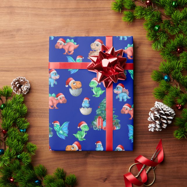 Cadeau Papier à envelopper de Noël Dinosaure Enfants mign (Cadeau de vacances)