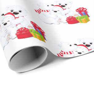 Cadeau Papier à envelopper de Noël Ours polaires