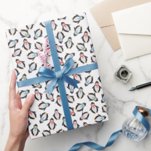 Cadeau Papier à envelopper de pingouins de Noël doux et a
