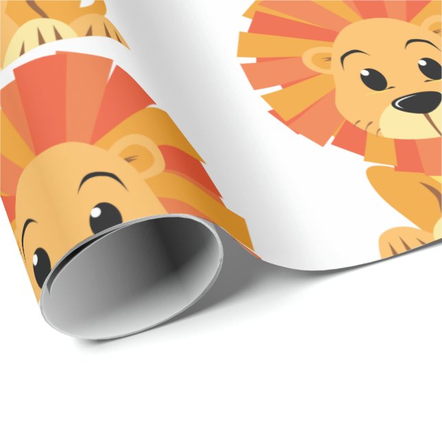 Cadeau Papier à envelopper - Dessin de Lion (Coin rond)