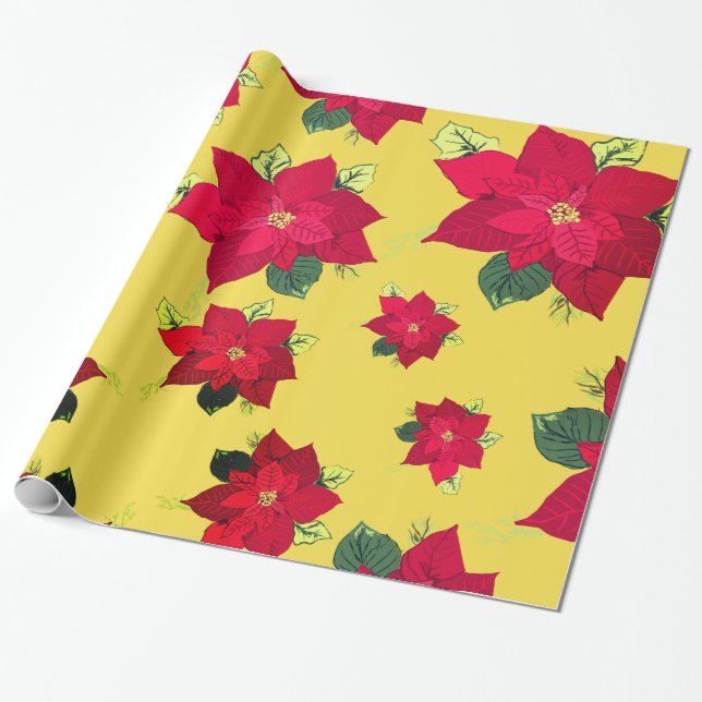 Cadeau Papier à envelopper Fleur de Noël (Déroulé)