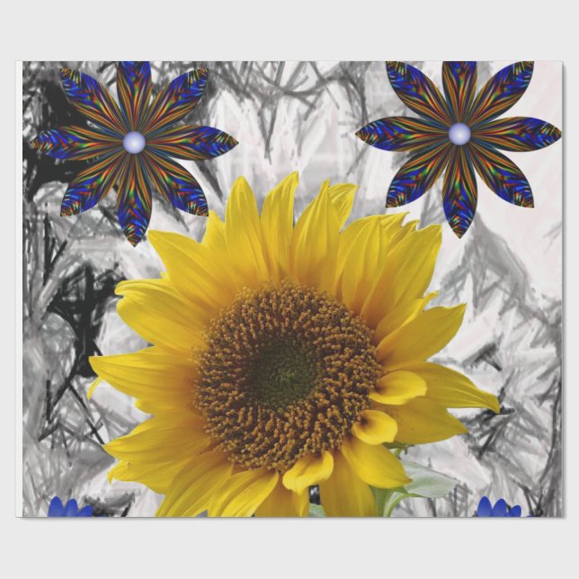 Cadeau Papier à envelopper Fleurs de soleil (Plat)