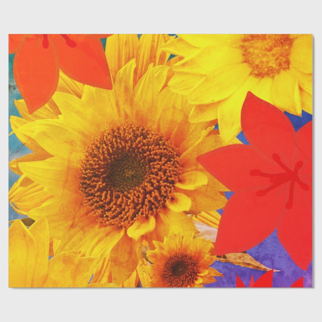 Cadeau Papier à envelopper Fleurs de soleil (Plat)