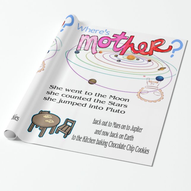 Cadeau Papier à envelopper glacé Bonne fête des mères Où  (Déroulé)