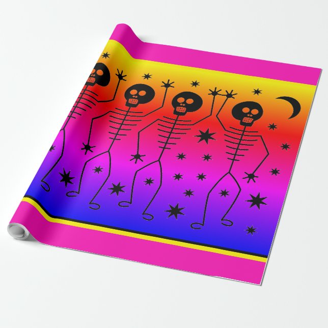 Cadeau Papier à envelopper HALLOWEEN RAINBOW DANSER SKELE (Déroulé)