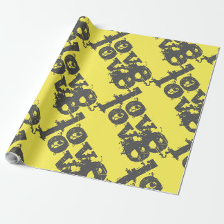 Cadeau papier à envelopper jaune et gris AMOUR