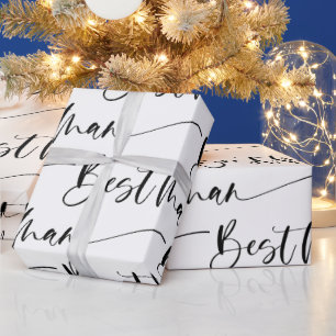 Cadeau Papier à envelopper moderne Best Man en noir et bl