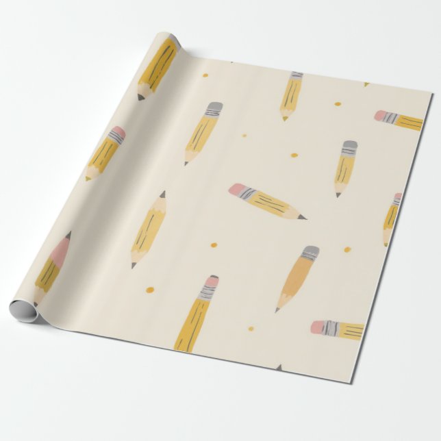 Cadeau Papier à envelopper (motif crayon avec crayons) (Déroulé)