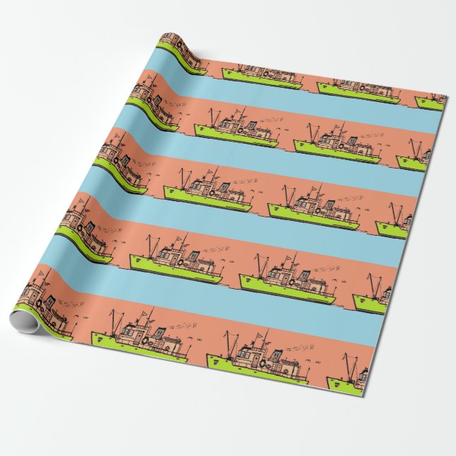 Cadeau Papier à envelopper, nautique (Déroulé)
