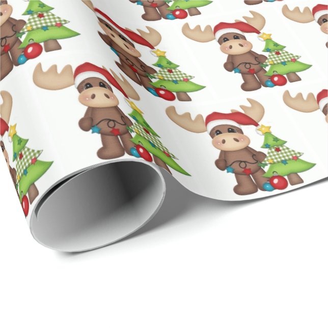 Cadeau Papier à envelopper - Oie Noël Arbre Joie (Coin rond)