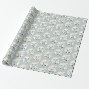 Cadeau Papier à envelopper personnalisable Baby Boy Eleph
