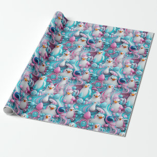Cadeau Papier à envelopper - Pingouins à fierté transgenr
