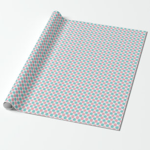 Cadeau Papier à envelopper pois rétro rose et aqua