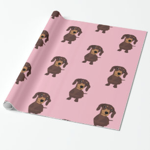 Cadeau Papier à envelopper pour chien à saucisse rose mou