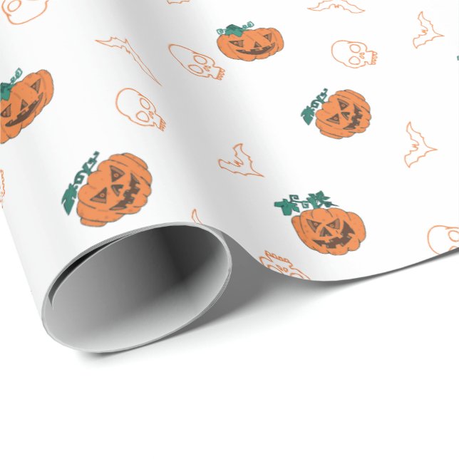 Cadeau Papier à envelopper pour halloween - Citrouilles,  (Coin rond)