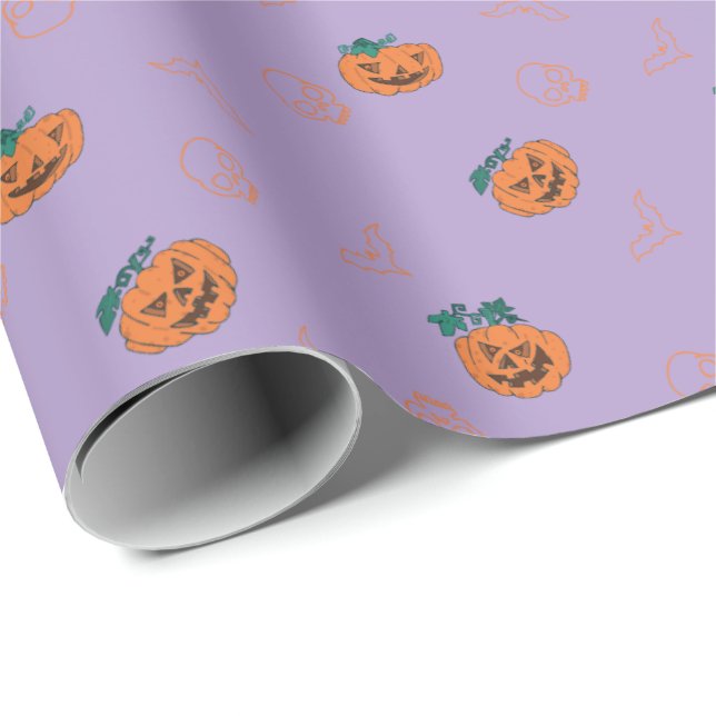 Cadeau Papier à envelopper pour halloween - Citrouilles,  (Coin rond)